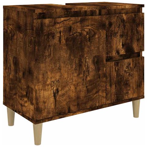 Armadietto Bagno Rovere Fumo 65x33x60 Cm In Legno Multistrato - Foto 1