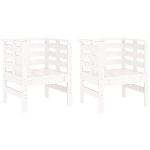Sedie Da Giardino 2pz Bianche 61,5x53x71cm Legno Massello Pino - Foto 2