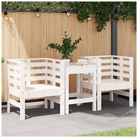 Sedie Da Giardino 2pz Bianche 61,5x53x71cm Legno Massello Pino - Foto 1