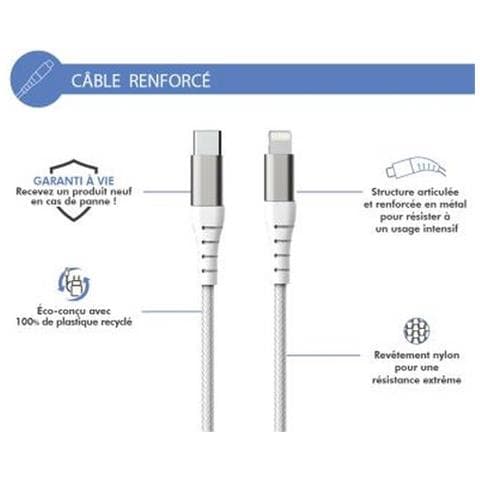 Cavo Usb C/lightning Rinforzato 1,2 M - 3 A, Bianco - Foto 2