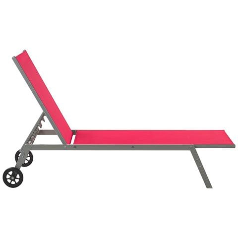 Lettino Da Giardino Rosso In Acciaio Con Ruote Levanzo - Foto 2