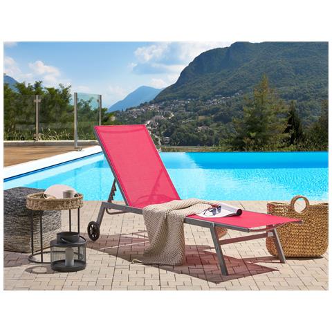 Lettino Da Giardino Rosso In Acciaio Con Ruote Levanzo - Foto 1