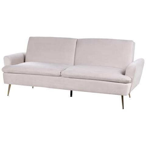 Divano Letto 3 Posti Vettre Velluto Beige Chiaro - Foto 6