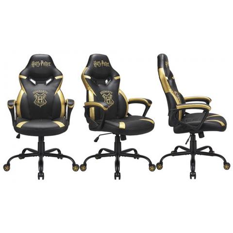 Junior Hogwarts Sedia Da Gaming Per Pc Sedia Imbottita Tappezzata Nero, Giallo - Foto 2