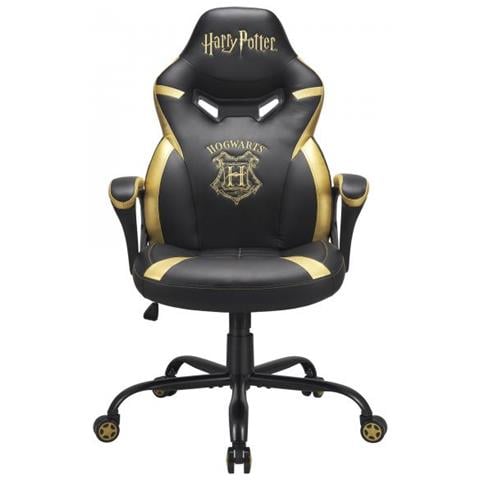 Junior Hogwarts Sedia Da Gaming Per Pc Sedia Imbottita Tappezzata Nero, Giallo - Foto 1