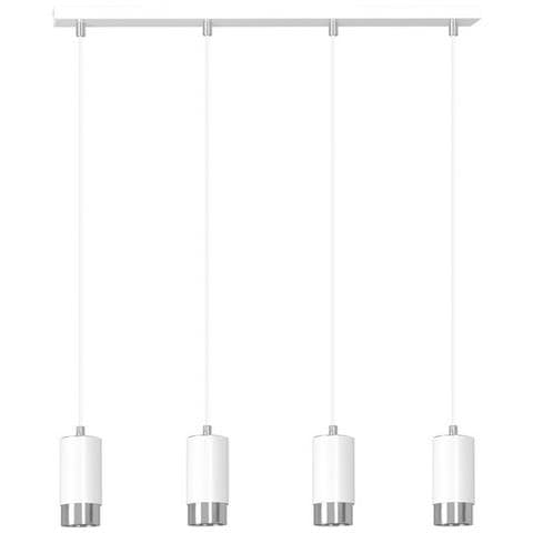 Lampada A Sospensione Fumiko - Bianco, Cromo - Acciaio Verniciato A Polvere - 60x100x6 Cm - Foto 1
