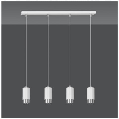 Lampada A Sospensione Fumiko - Bianco, Cromo - Acciaio Verniciato A Polvere - 60x100x6 Cm - Foto 2