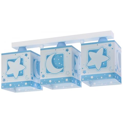 Plafoniera Per Bambini A 3 Luci Moonlight Luna E Stelle Blu - Foto 1
