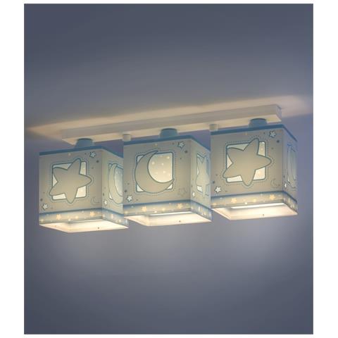 Plafoniera Per Bambini A 3 Luci Moonlight Luna E Stelle Blu - Foto 2