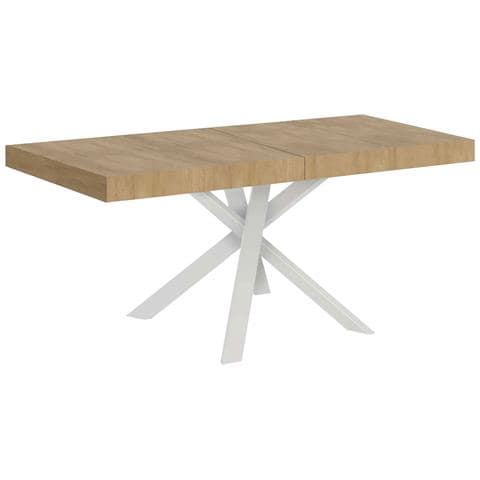 Tavolo Allungabile 90x90/194 Cm Clerk Premium Piano Quercia Natura - Gambe Bianche - Foto 1