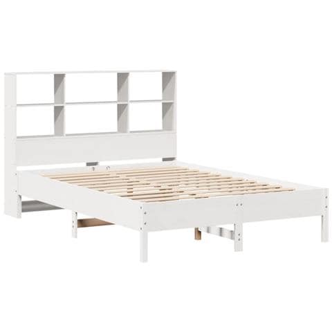 Letto Libreria Senza Materasso Bianco 160x200 Cm Legno Di Pino - Foto 3