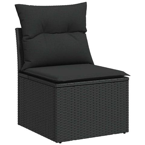 Set Divani Da Giardino 9 Pz Con Cuscini Nero In Polyrattan - Foto 2