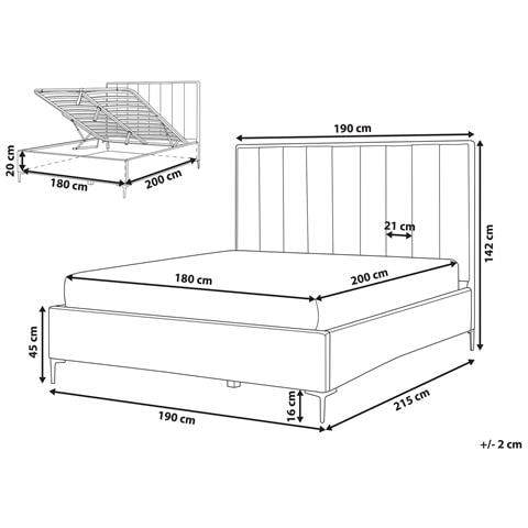 Letto Matrimoniale Tessuto Bouclè Bianco Sporco Con Contenitore 180 X 200 Cm Sezanne - Foto 8