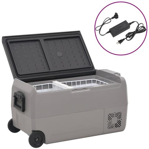 Borsa Frigo con Ruote e Adattatore Nera e Grigia 50 L PP e PE - Foto 1