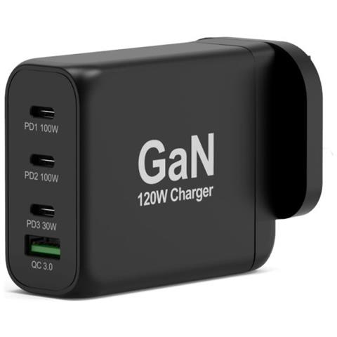 Caricabatteria da Parete 120 W con Cavo USB /A e USB /C Colore Nero - Foto 1