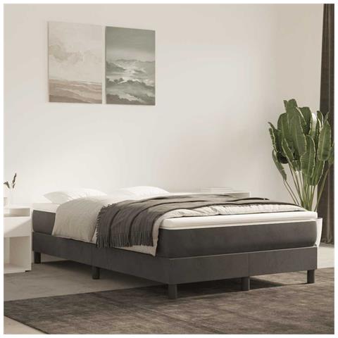 Materasso A Molle Grigio Scuro 140x210x20 Cm In Velluto - Foto 1