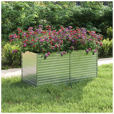 Letto Rialzato Giardino 160x80x77 Cm In Acciaio Zincato Argento - Foto 8