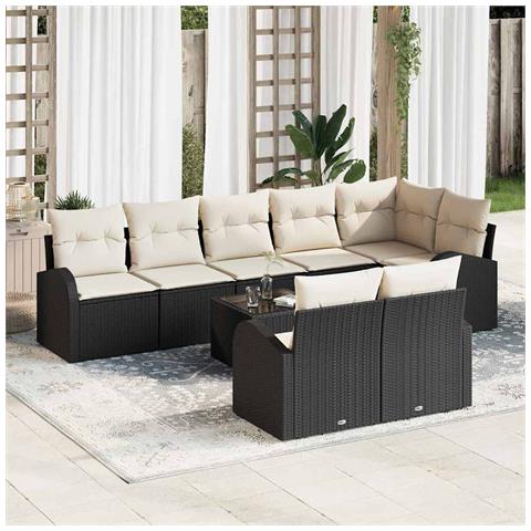 Set di Sofà da Giardino 8 Pezzi con Cuscini Rattan Polyrattan Marrone - Foto 2