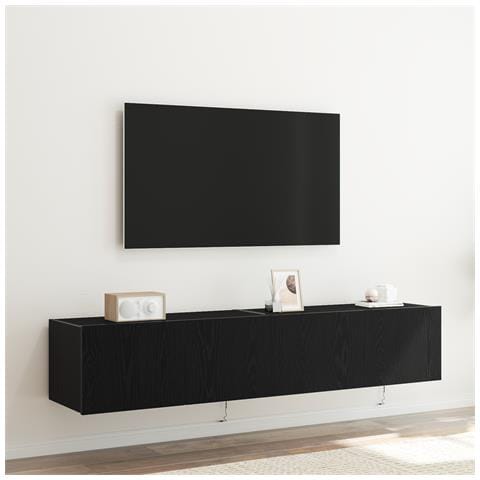 Mobile Porta TV con Luci LED 2 pezzi Rovere Nero 80x35x31 cm - Foto 2