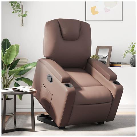 Poltrona Alzapersona Reclinabile Marrone in Similpelle - Foto 2