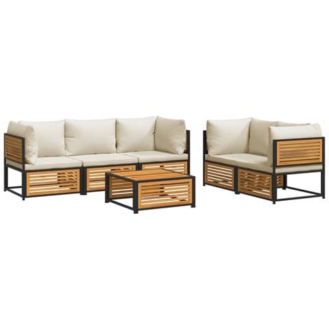 Set Divano da Giardino 6 pz con Cuscini in Massello di Acacia - Foto 1