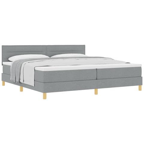 Letto a doghe con Materasso Grigio Chiaro 200x200 cm Tessuto - Foto 1