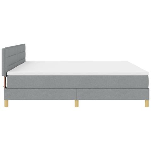 Letto a doghe con Materasso Grigio Chiaro 200x200 cm Tessuto - Foto 9