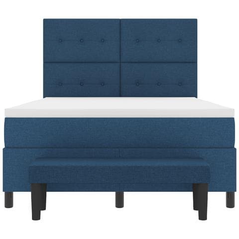 Letto Box Spring con Materasso e Panchina Blu 160x200 cm Tessuto - Foto 9