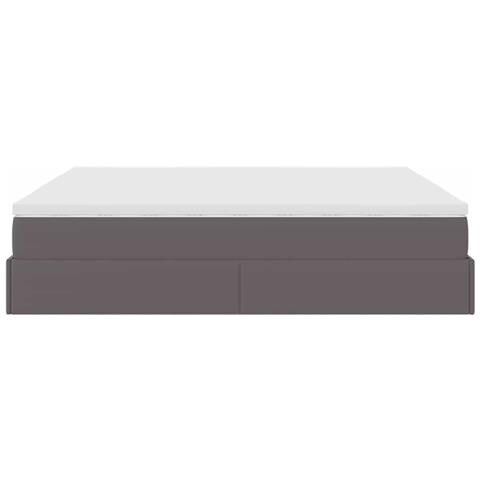 Struttura Letto Pouf con Materasso Grigio 160x200 cm Similpelle - Foto 9