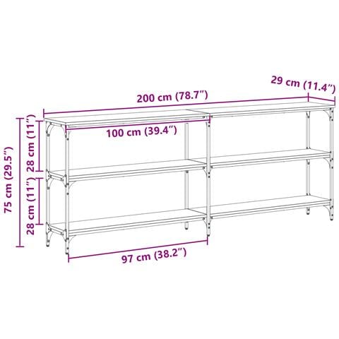 Tavolo Console Rovere Artigianale 200x29x75 cm Legno Ingegnerizzato - Foto 9