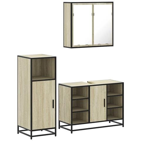 Set Mobili da Bagno 3 pz Rovere Sonoma in Legno Multistrato - Foto 1