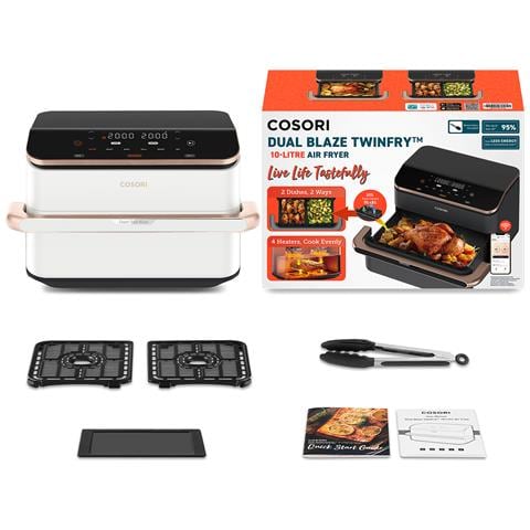 FRIGGITRICE AD ARIA Dual Blaze Twinfry™ Chef Edition, 10 Litri, 7 in 1, Doppia Resistenza, Doppio Cestello 5L&5L e Separatore Rimovibile, 2800W,WiFi, 40-240? - Foto 12