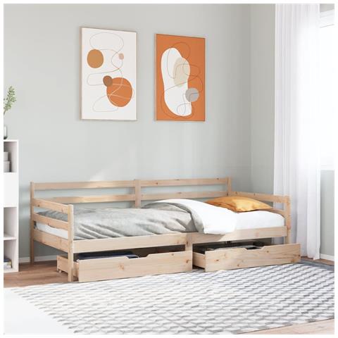 Dormeuse con Cassetti 90x190 cm in Legno Massello Pino - Foto 2