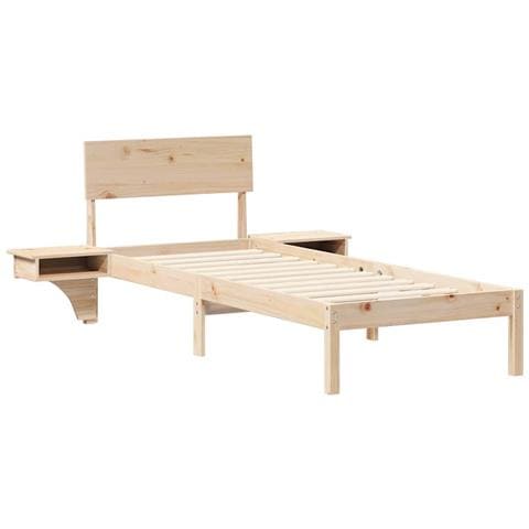 Rete letto con comodini Marrone Legno di pino massello - Foto 1