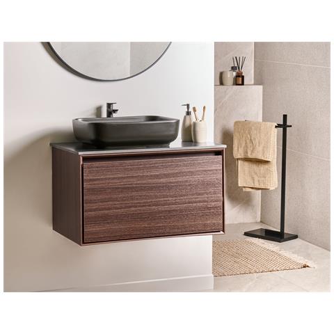 Mobiletto Con Lavabo Arica 80 Cm Marrone Scuro - Foto 1