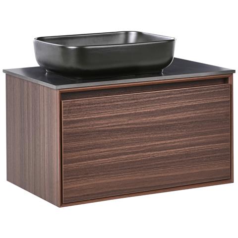 Mobiletto Con Lavabo Arica 80 Cm Marrone Scuro - Foto 2