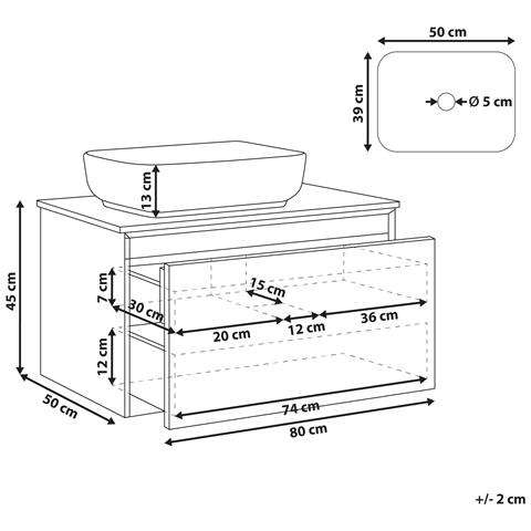 Mobiletto Con Lavabo Arica 80 Cm Marrone Scuro - Foto 7