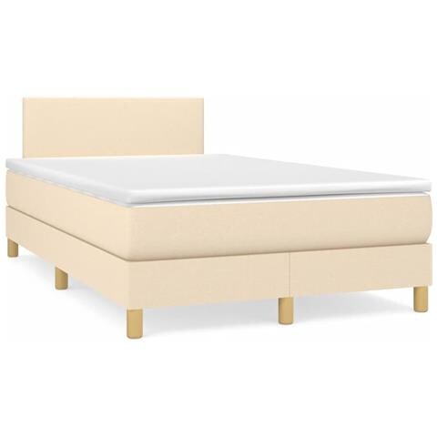 Letto a Molle con Materasso e LED Crema 120x190 cm in Tessuto - Foto 2