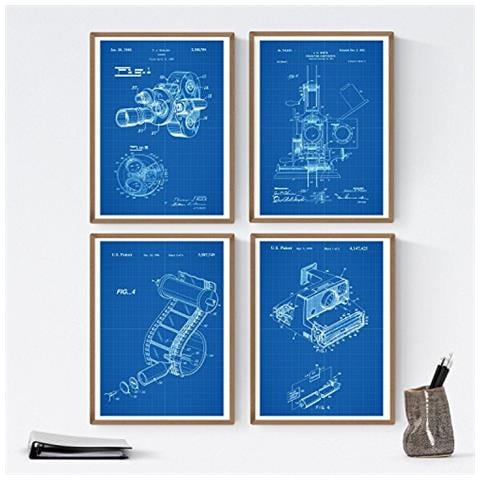 Set Di 4 Stampe Black Fogli Con La Fotografia Di Brevetto. Manifesti Invenzioni Antichi E Brevetti. Scegli Il Colore Che Gradite Senza Cornice A4 - Foto 1