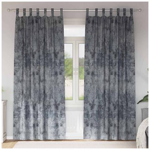Tenda con tende 2 pcs Grigio argento 245 x 140 cm Velluto - Foto 2