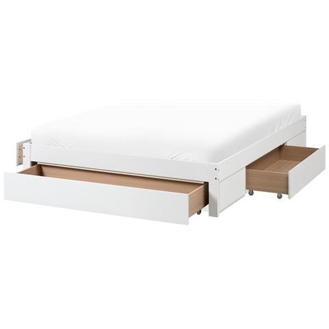 Letto Con Cassetti Contenitore Senza Testata Legno Giat 160 X 200 Cm Bianco - Foto 2