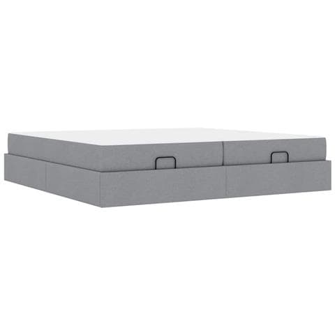 Struttura del letto Grigio chiaro 200 x 200 cm Tessuto - Foto 1