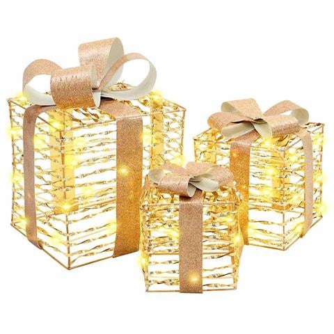 Scatola Regalo 3 pcs Bianco caldo 20 x 20 x 20 cm PET - Foto 1