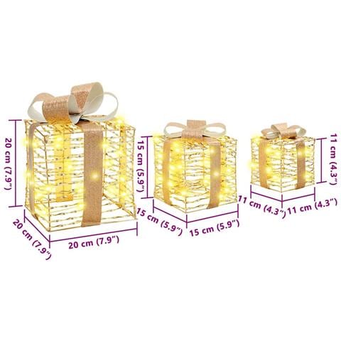 Scatola Regalo 3 pcs Bianco caldo 20 x 20 x 20 cm PET - Foto 8