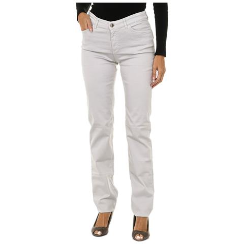 Pantaloni Lunghi Donna In Tessuto Stretch Vestibilità Regolare 6y5j18-5n0rz - Foto 1
