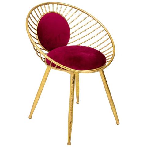 Sgabello Imbottita Rossa In Metallo Dorato 55x46x70h - Foto 1