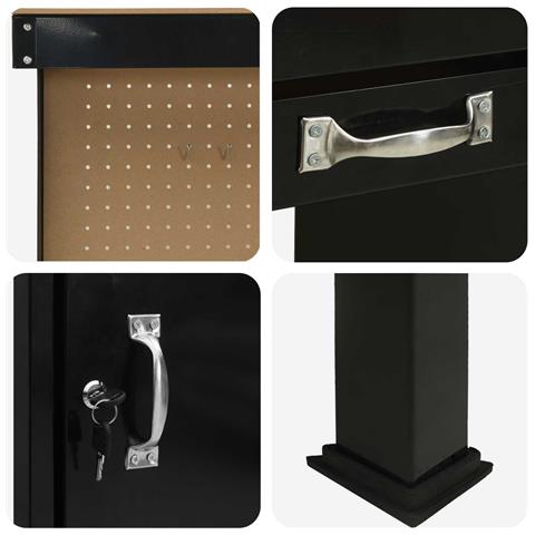 Banco da lavoro con cassetto con blocco Nero 90 x 49 x 141 cm - Foto 9