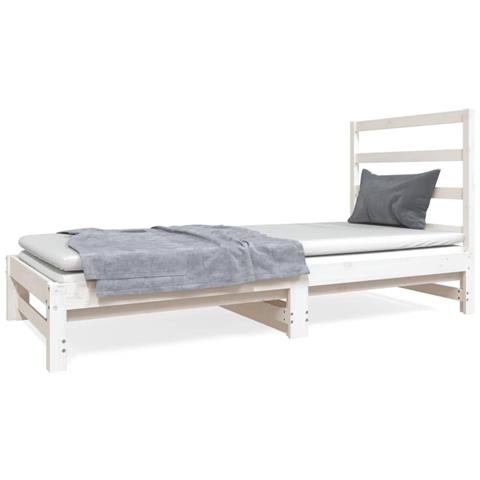 Dormeuse Estraibile Bianca 2x (90x190) cm Legno Massello di Pino - Foto 1