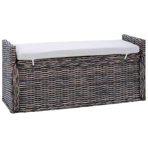 Panchina con contenitore Nero Lavato 110 x 40 x 50 cm Rattan - Foto 1
