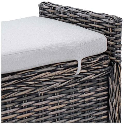 Panchina con contenitore Nero Lavato 110 x 40 x 50 cm Rattan - Foto 9